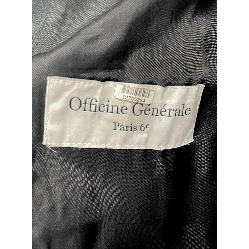 Officine Generale Coat Eden Satin Trimmed Wool Blend 38 US 6 Dark Navy Blue